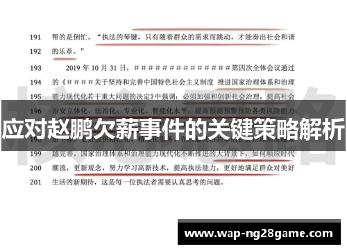 应对赵鹏欠薪事件的关键策略解析